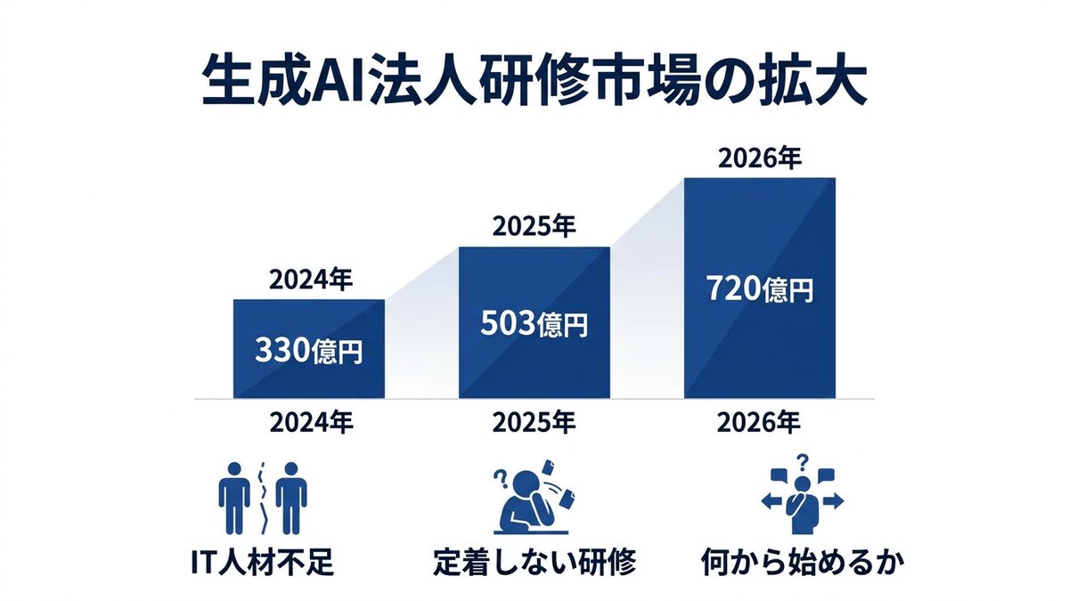 生成AI法人研修市場の拡大推移